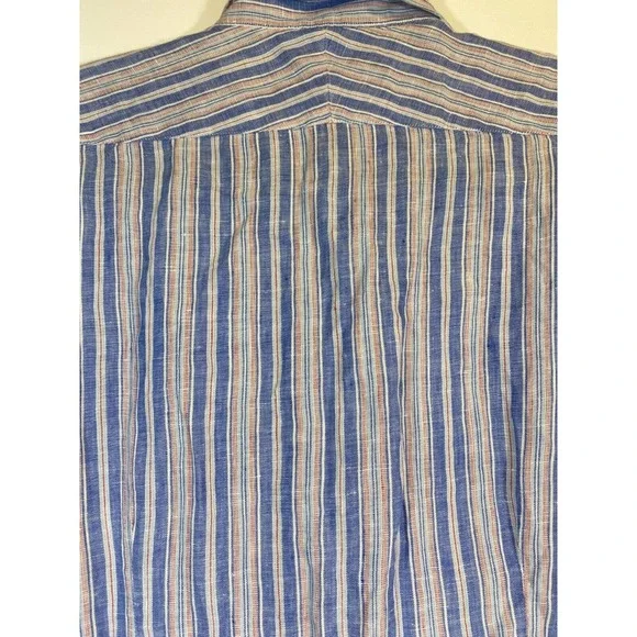NWT Camicissima Milano Mens Long Sleeve Dress Shirt Linen size 38 (M) Stripe D25 - Picture 7 of 7